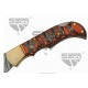 Couteau Damas Twisted Wood Lame 128 Couches Manche Bois Lockback Etui Cuir DM1286 - Livraison Gratuite