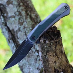 Couteau Kansept Kratos Green Lame Acier S35VN Manche G10/Titane IKBS Clip K1024A2 - Livraison Gratuite