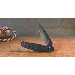 Couteau Tactical ABKT Tac Catalyst Black Lame Acier D2 Manche G-10 IKBS Linerlock Clip AB1026B - Livraison Gratuite