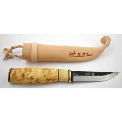 Couteau Puukko Brisa Polar Knife 95 Lame Carbone 80CrV2 Manche Bois Etui Cuir Made In FInland BRI24154 - Livraison Gratuite