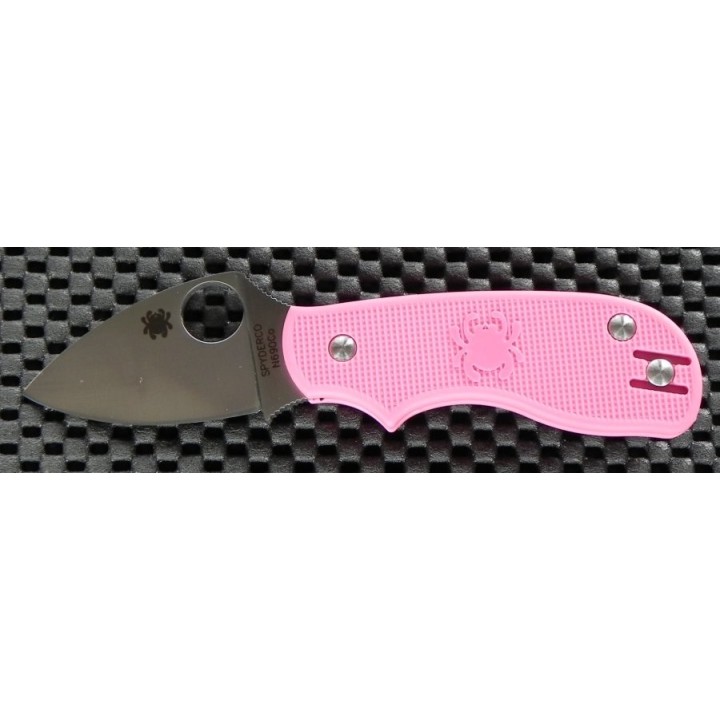 Couteau SPYDERCO SQUEAK Pink FRN Plain Folding Knife Acier N690CO Made In Italy SC154PPN - Livraison Gratuite