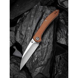 Couteau CIVIVI Hadros Brown Lame Acier 10Cr15CoMoV Manche Micarta IKBS Linerlock Clip CIVC200042 - Livraison Gratuite