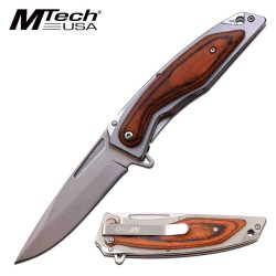 MTA1153BR Couteau MTech A/O Wood Lame Acier 3Cr13 Manche Pakkawood Linerlock Clip - Livraison Gratuite