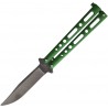 Couteau Papillon Ballisong Butterfly Green Lame Acier 440 Stonewash Bear & Son USA BC117GRSW - Livraison Gratuite