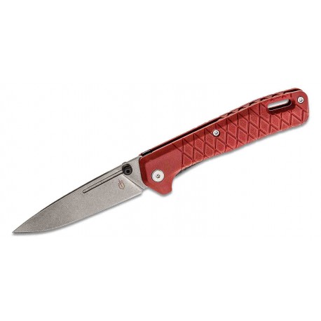 Couteau Gerber Zilch Red Lame Acier 7Cr17MoV Manche GRN Linerlock Clip G1882 - Livraison Gratuite