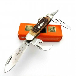 Couteau de Scout King Multi Fonctions Manche Os Lames Acier 440 Marbles MR468 - Livraison Gratuite
