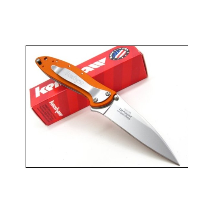 Couteau Kershaw Leek Orange A/O Lame Acier 14C28N Manche Alu 6061-T6 Made In USA KS1660OR - Livraison Gratuite