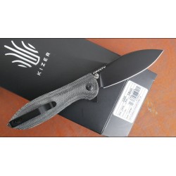 Couteau Kizer Vanguard Infinity Black Lame Acier N690 Manche Micarta IKBS Linerlock CLip KIV3579N1 - Livraison Gratuite