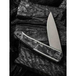 Couteau We Knife Smooth Sentinel FCarbone Lame Acier CPM-20CV Manche Titane IKBS Framelock WE200431 - Livraison Gratuite