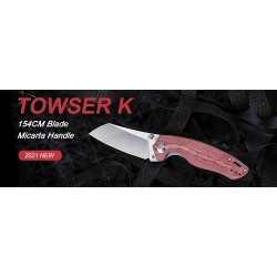 Couteau Kizer Towser Red Lame Acier 154CM Manche Canyon Richlite IKBS Linerlock KIV4593C2 - Livraison Gratuite