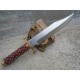 Poignard Couteau American Hunter Lame Acier Carbone Manche Bois Façon Médiéval Etui Cuir AH024 - Livraison Gratuite