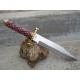 Poignard Couteau American Hunter Lame Acier Carbone Manche Bois Façon Médiéval Etui Cuir AH024 - Livraison Gratuite
