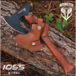 Hache de Viking United Cutlery Bushmaster Axe Lame Acier Carbone 1055 Manche Bois Etui Cuir UC3438 - Livraison Gratuite