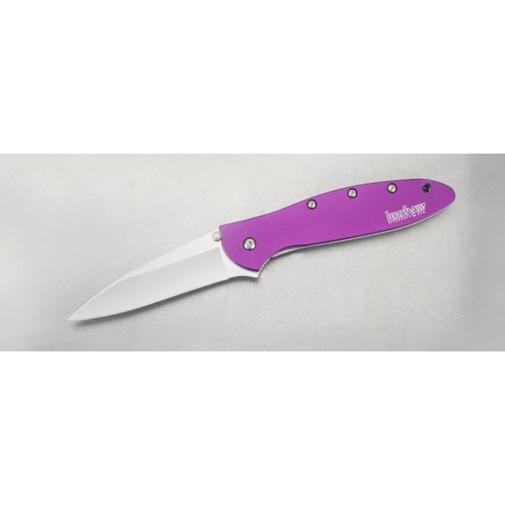 Couteau Kershaw Leek A/O Lame Acier Sandvik 14C28N Manche Alu 6061-T6 Made In USA KS1660PUR - Livraison Gratuite