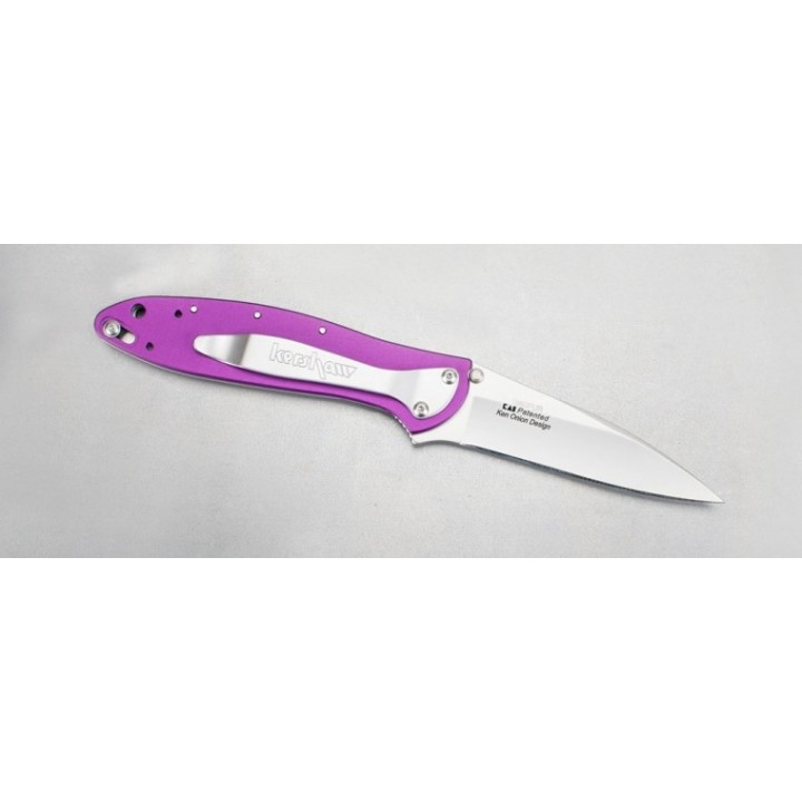 Couteau Kershaw Leek A/O Lame Acier Sandvik 14C28N Manche Alu 6061-T6 Made In USA KS1660PUR - Livraison Gratuite