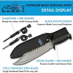 Couteau Bowie Outdoor Beast Knife Lame Acier 7Cr17MoV Manche Abs Etui Nylon CN211539 - Livraison Gratuite