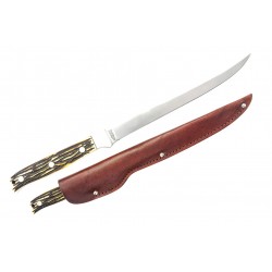 Couteau à Filets Schrade Uncle Henry Lame Acier 7Cr17MoV Manche ABS Eui Cuir SCH1116432 - Livraison Gratuite