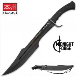 Sabre Honshu Spartan Sword Black United Cutlery Lame Acier 7Cr13 Manche TPR Etui Cuir UC3345B - Livraison Gratuite