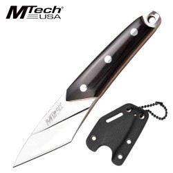 Couteau de Cou Mtech Kiridashi Tanto Lame Acier 3Cr13 Manche Bois Etui Kydex MT2093S - Livraison Gratuite