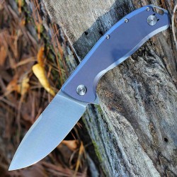 Couteau PMP Knives Big Boy Flipper Blue Manche Titane Lame Acier 14C28 IKBS Framelock Clip PMP023 - Livraison Gratuite