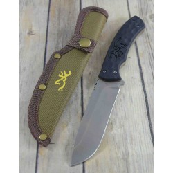 Couteau Skinner Browning Primal Lame Acier 8Cr13MoV Manche Polymer Etui Nylon BR0426B - Livraison Gratuite