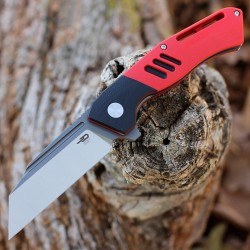 Couteau Bestech Rockface Red/Black Manche G10 Lame D2 Wharncliffe IKBS Linerlock Clip BTKG46C - Livraison Gratuite