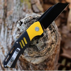 Couteau Bestech Rockface Black/Yellow Manche G10 Lame D2 Wharncliffe IKBS Linerlock Clip BTKG46B - Livraison Gratuite