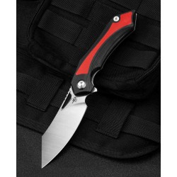 Couteau Bestech Knives Kasta Red/Black Manche G10 Lame Acier 154CM IKBS Linerlock Clip BTKG45C - Livraison Gratuite