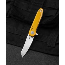 Couteau Bestech Syntax Yellow G10 Lame Acier 14C28N IKBS Linerlock Clip BTKG40B - Livraison Gratuite