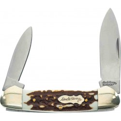 Couteau Schrade Uncle Henry Large Canoe Manche Staglon 2 Lames 7Cr17MoV SCH1135994 - Livraison Gratuite