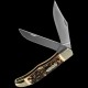 Couteau Schrade Folding Bowie Manche Staglon 2 Lames 7Cr17MoV Etui Cuir SCH1135997 - Livraison Gratuite