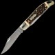 Couteau Schrade Folding Bowie Manche Staglon 2 Lames 7Cr17MoV Etui Cuir SCH1135997 - Livraison Gratuite