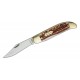 Couteau Schrade Folding Bowie Manche Staglon 2 Lames 7Cr17MoV Etui Cuir SCH1135997 - Livraison Gratuite