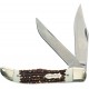 Couteau Schrade Folding Bowie Manche Staglon 2 Lames 7Cr17MoV Etui Cuir SCH1135997 - Livraison Gratuite
