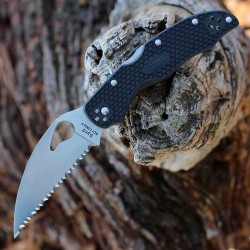 Couteau Spyderco Byrd Harrier 2 Lightweight Lame Acier 8Cr13MoV Manche FRN Lockback Clip BY01SBKWC2 - Livraison Gratuite