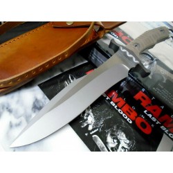 Couteau United Cutlery Rambo Last Blood Bowie Lame Acier 7Cr17 Manche Micarta Etui Cuir UC3461 - Livraison Gratuite