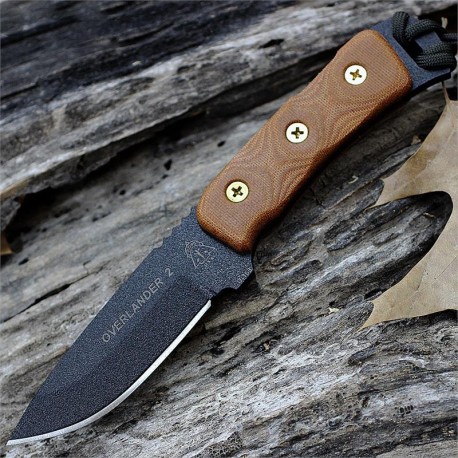 Couteau de Survie Tops Overlander 2 Carbone 1095 Manche Tan Micarta Etui Kydex Made USA TPOV78 - Livraison Gratuite