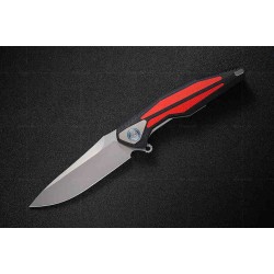 Couteau Rike Knife Tulay Black/Red Lame Acier 154CM Manche G10 IKBS Linerlock Clip RKTULAYBR - Livraison Gratuite