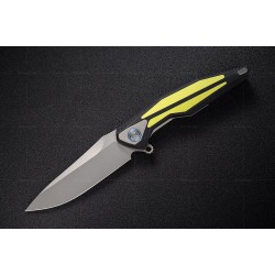Couteau Rike Knife Tulay Black/Fluorescent Green Lame Acier 154CM Manche G10 IKBS Linerlock Clip RKTULAYBFG - Livraison Gratuite