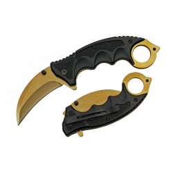 Lot de 3 Couteau Karambit Gold A/O Lame Acier Inox Manche Plastique Clip CN300497GD - Livraison Gratuite