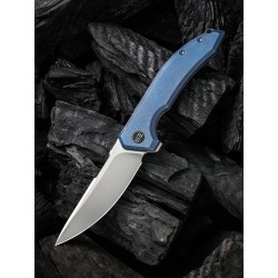 Couteau We Knife Quixotic Blue Lame Acier CPM-20CV Manche Titane IKBS Framelock Clip WE210163 - Livraison Gratuite