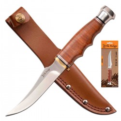 Couteau de Chasse Elk Ridge Outskirt Skinner Lame Acier 8Cr13MoV Manche & Etui Cuir ER20028LBR - Livraison Gratuite