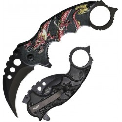 Lot de 3 Couteau ElitEdge Red Dragon Karambit Lame Acier Inox Manche Abs EE10A52RD - Livraison Gratuite