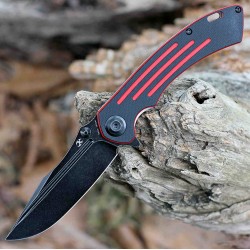 Couteau Kansept Pretatout Black&Red Manche G10 Lame Acier 154CM IKBS Linerlock Clip KT1032A1 - Livraison Gratuite