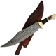 Couteau Rough Ryder Bowie Damas Lame Acier 256 Couches Manche Bois de Cerf/Bois Etui Cuir RR2271 - Livraison Gratuite