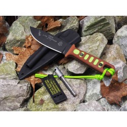 Couteau Tops Lite Trekker Survival Tan Lame Acier 1095 Manche Micarta Etui Kydex Firestarter USA TPTLT0SG - Livraison Gratuite