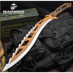 Machette USMC Desert Ops Sawback Kukri Lame Acier Inox Manche ABS Etui Nylon UC3506 - Livraison Gratuite