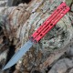 Couteau Kershaw Lucha Balisong Butterfly Stonewash Lame Acier 14C28N Manche Red KIVT Made In USA KS5150RDBW - Livraison Gratuite