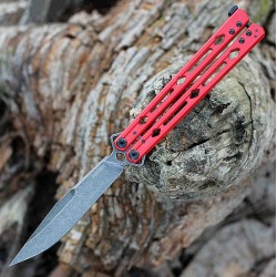 Couteau Kershaw Lucha Balisong Butterfly Stonewash Lame Acier 14C28N Manche Red KIVT Made In USA KS5150RDBW - Livraison Gratuite