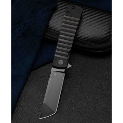 Couteau Bestech Titan Black D2 Lame Tanto Acier D2 Manche G10 IKBS Linerlock Clip BTKG49A5 - Livraison Gratuite